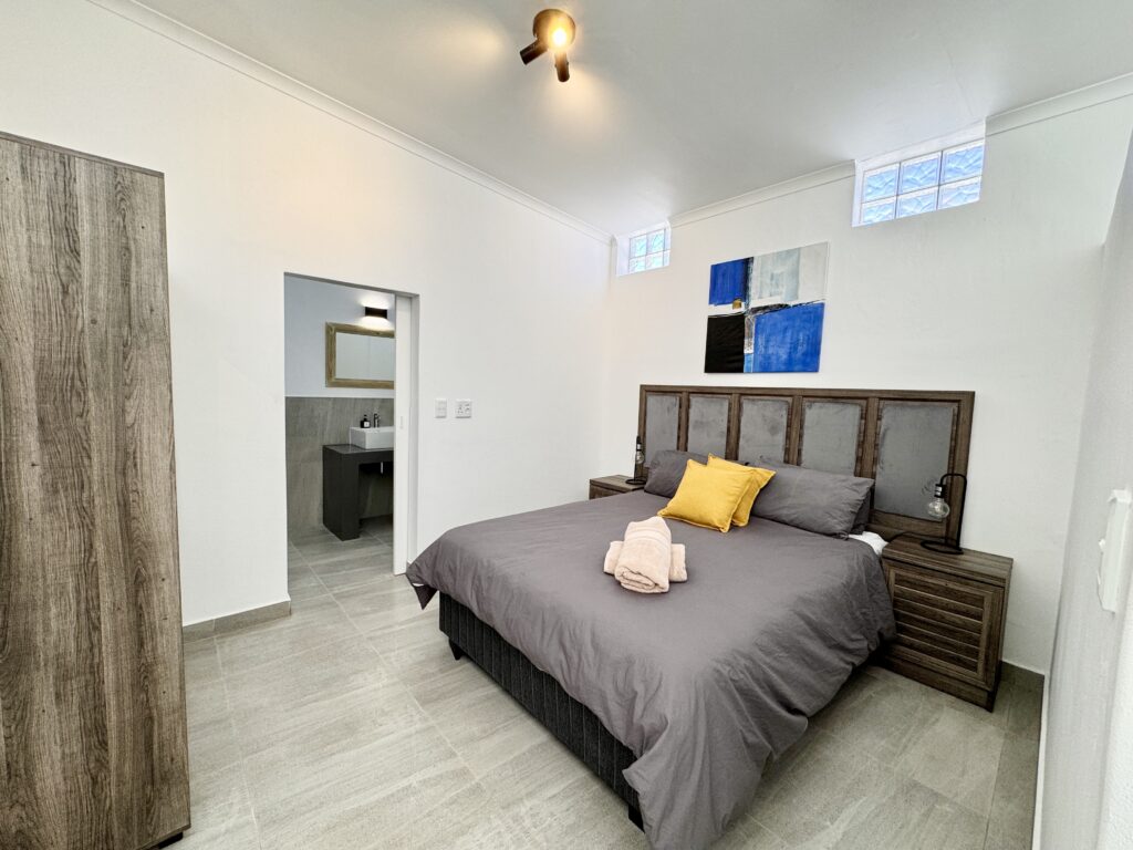 Modern bedroom in Walvis Bay self-catering accommodation