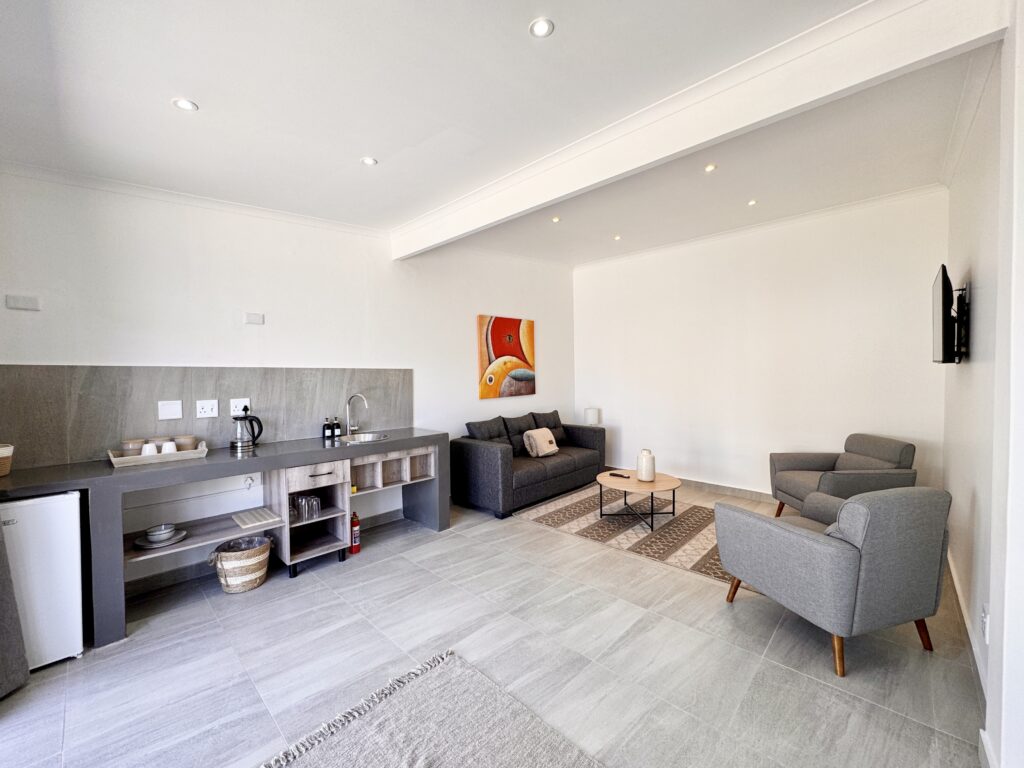 Modern suite interior at House Sworyx Namibia